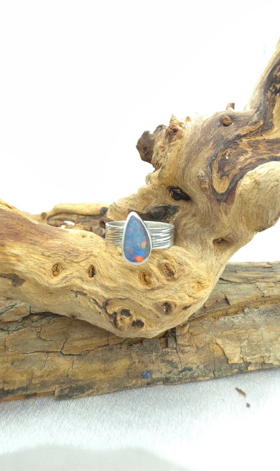 Australian opal set in sterling silver ring