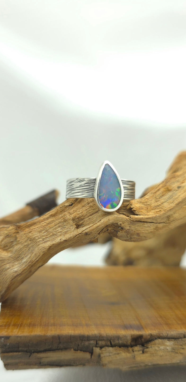 Australian opal set in sterling silver ring