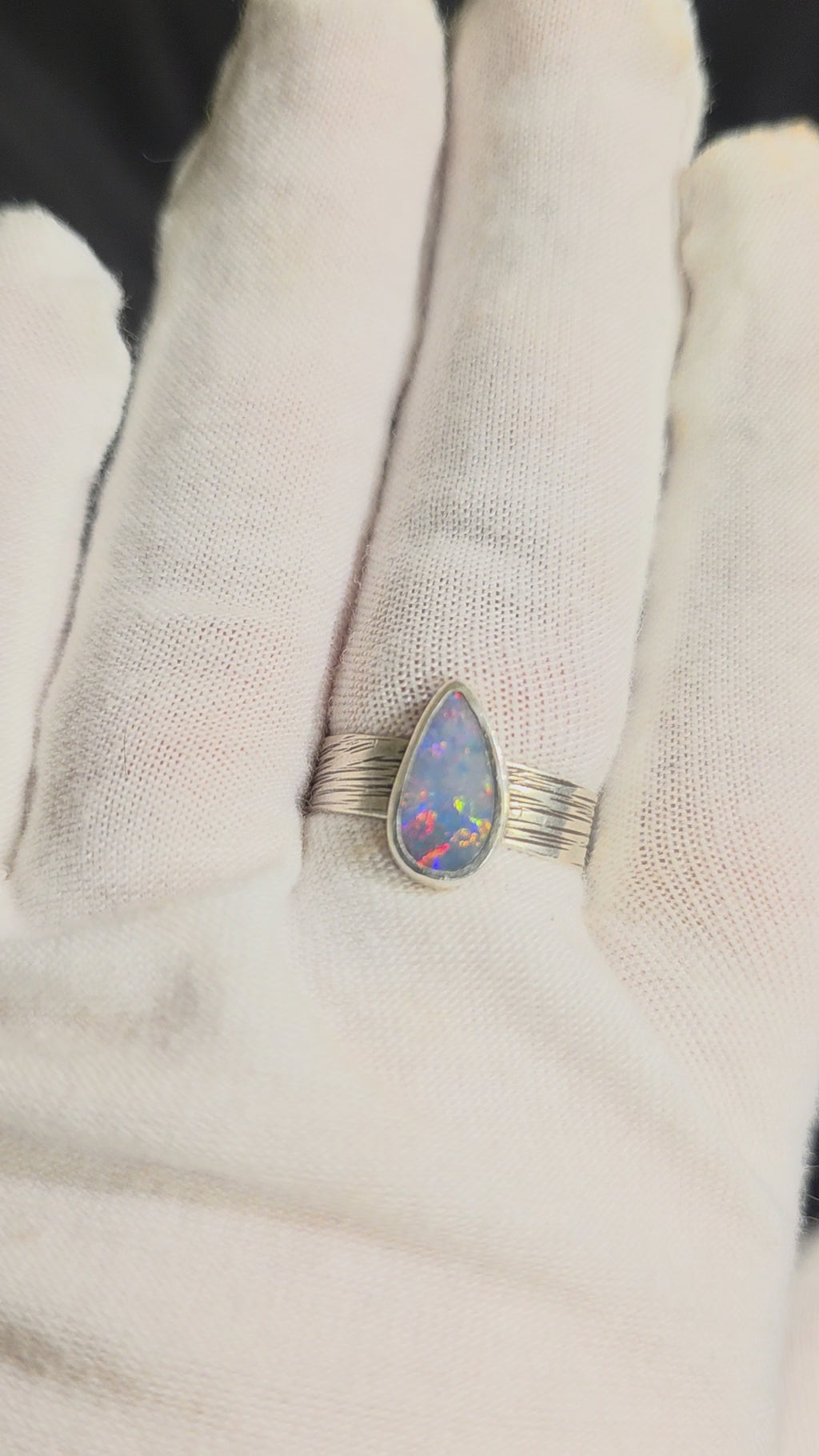 Australian opal set in sterling silver ring