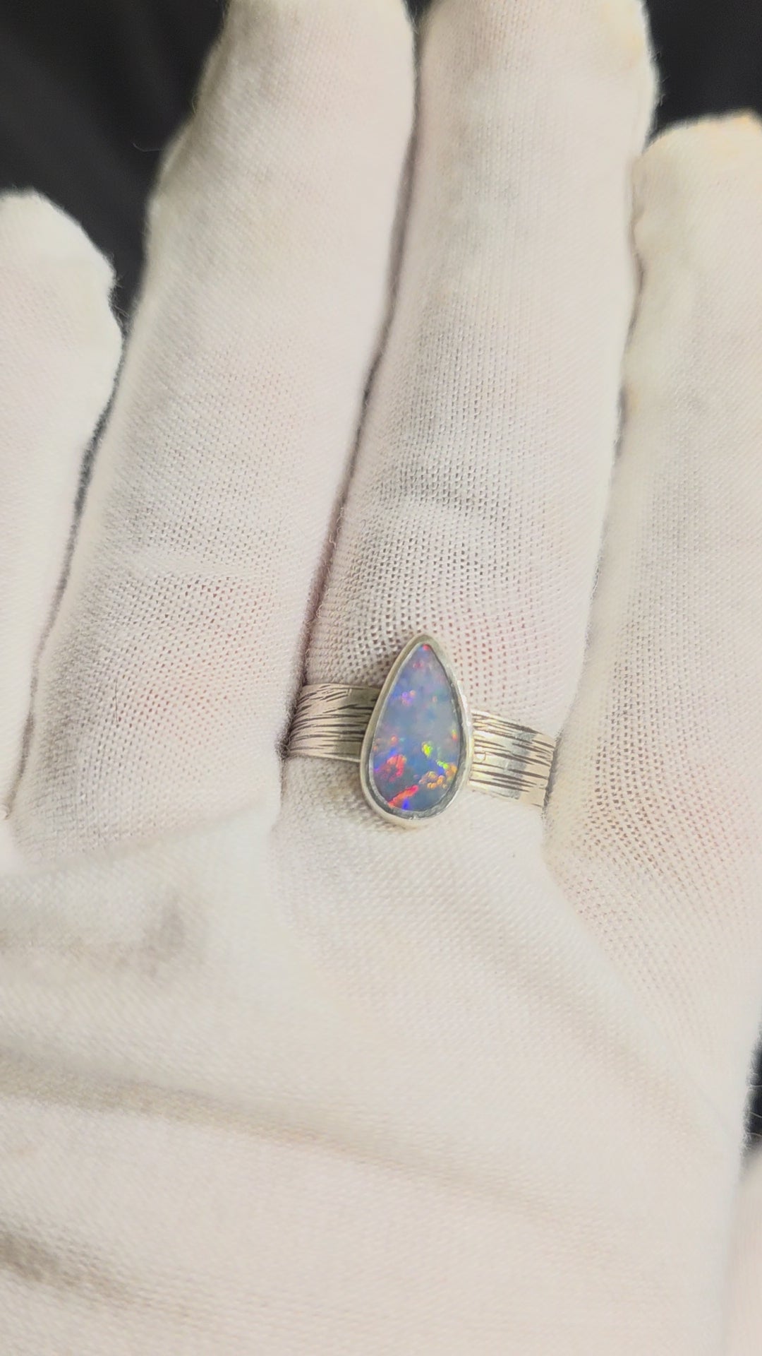 Australian opal set in sterling silver ring