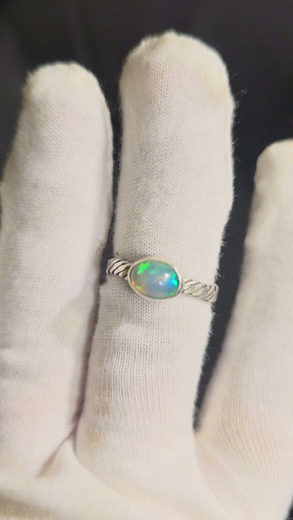 Ethiopian Welo opal ring in sterling silver