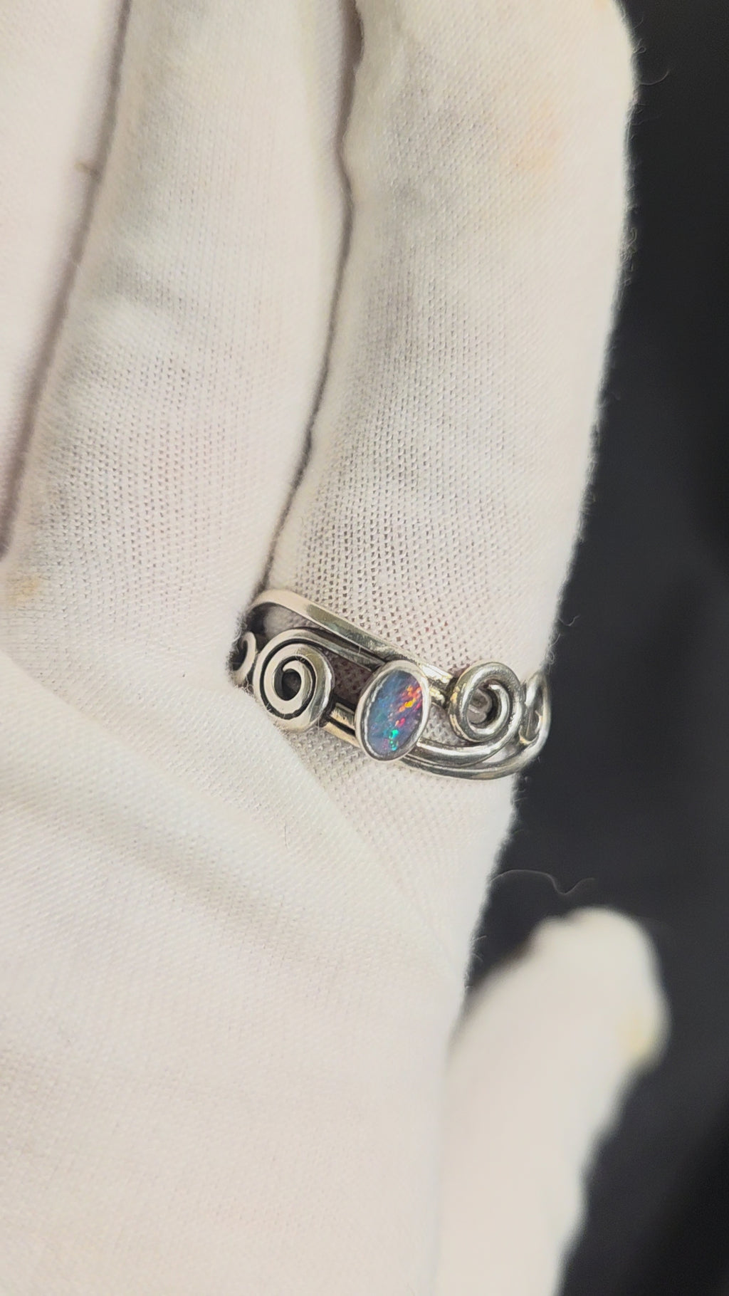 Australian opal set in sterling silver ring