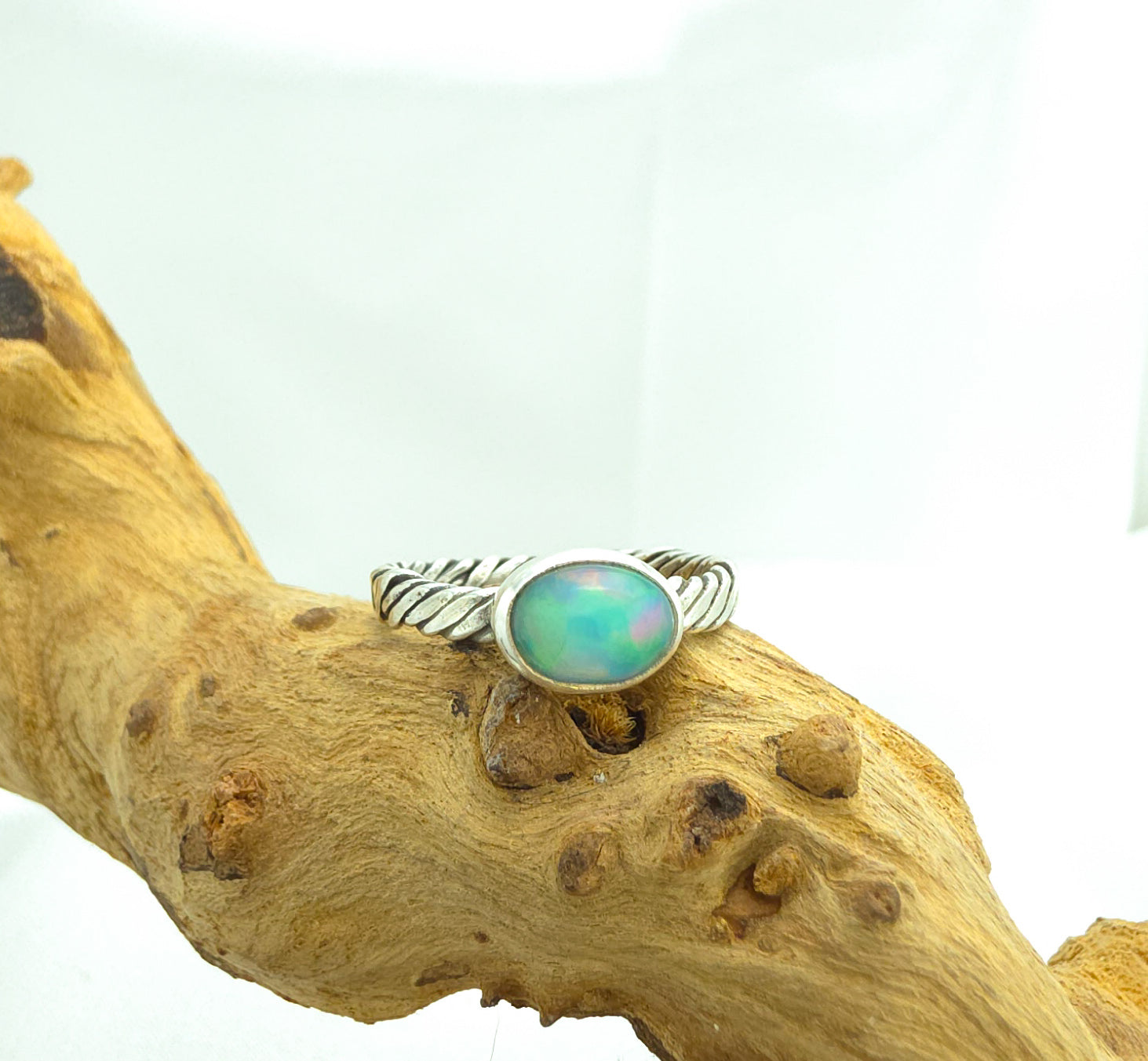 Ethiopian Welo opal ring in sterling silver